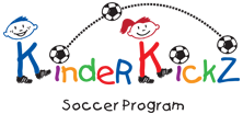 A child 's drawing of soccer balls and the words kinderkids.